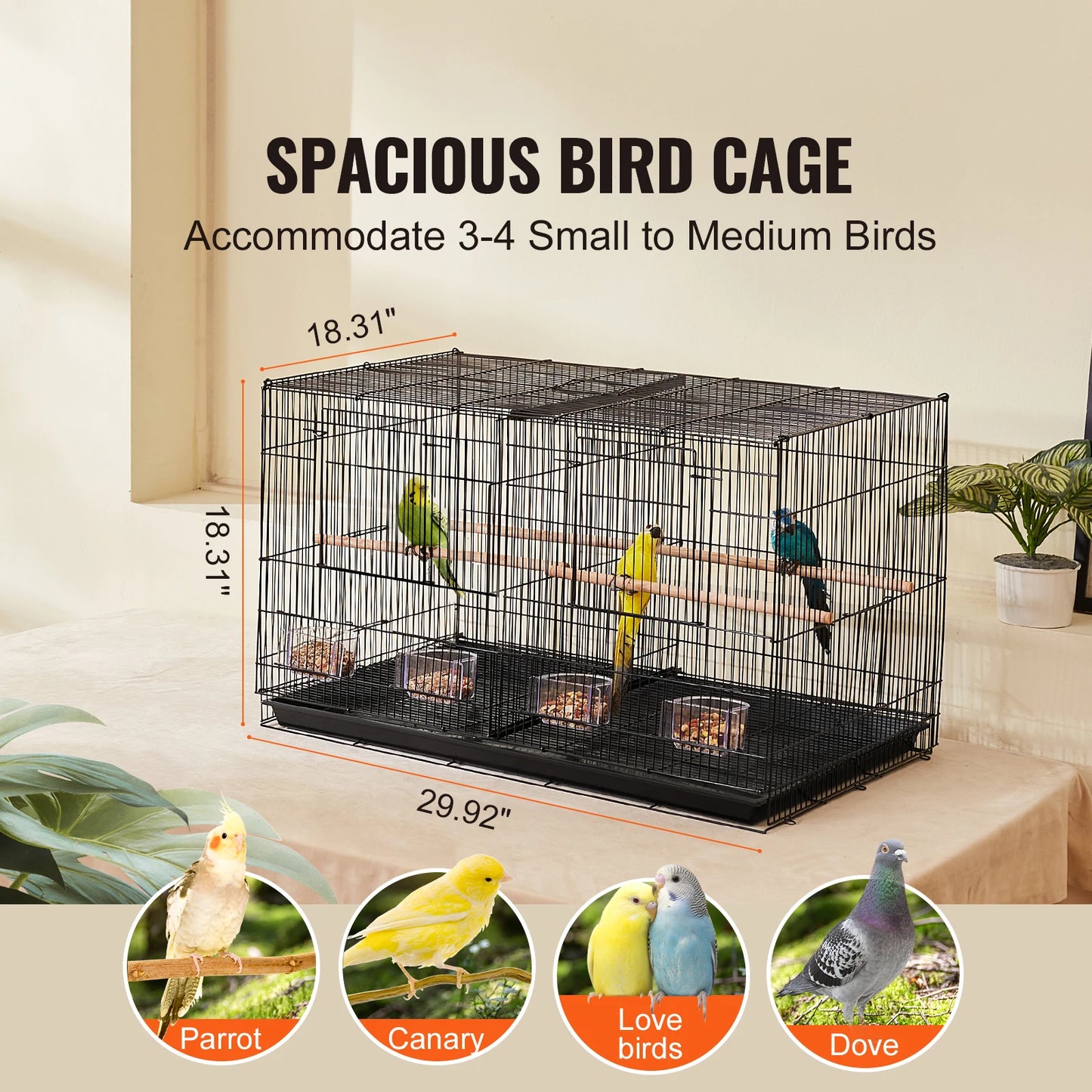 SucceBuy Flight Bird Cage With Divider, Stackable Small Animal Cage