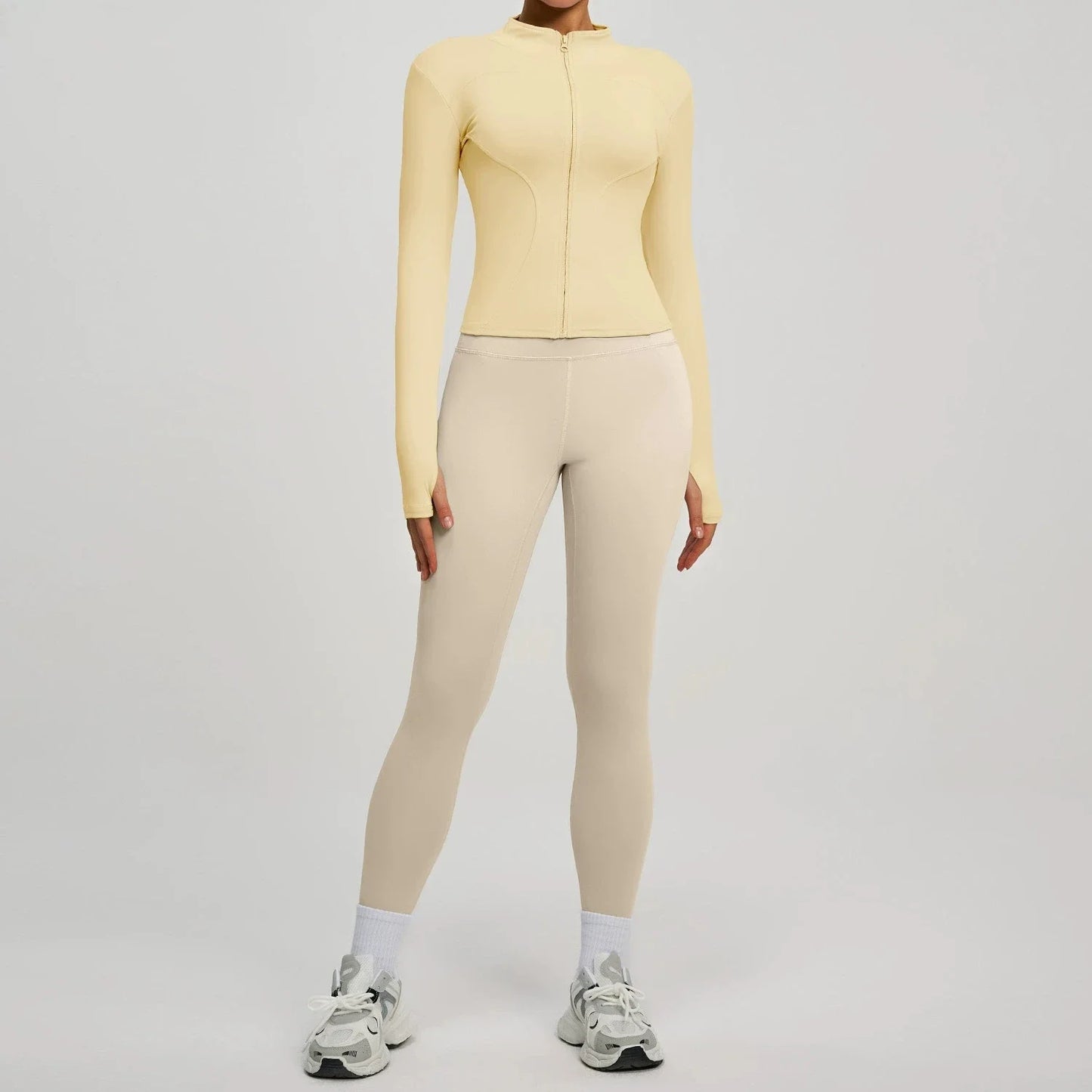Women Long Sleeve Jacket And Leggings Yoga Set Tracksuit Workout