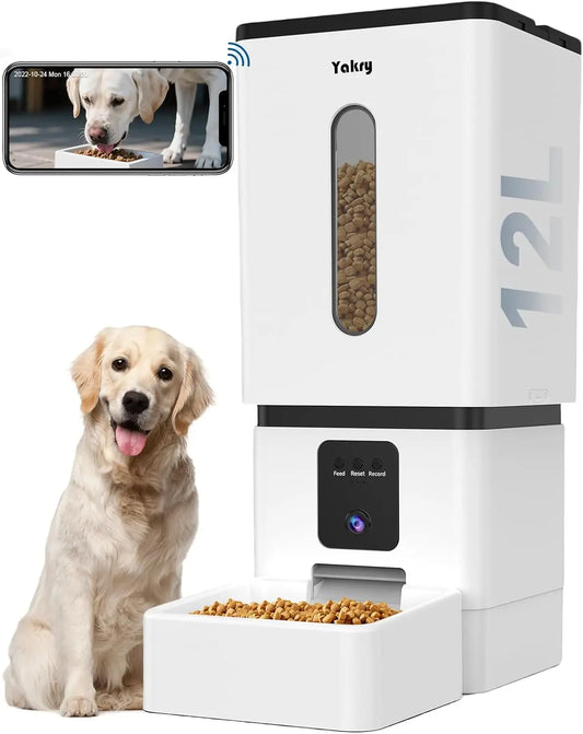 Smart Automatic Dog Feeder With Camera, HD Night Vision, WiFi App Control