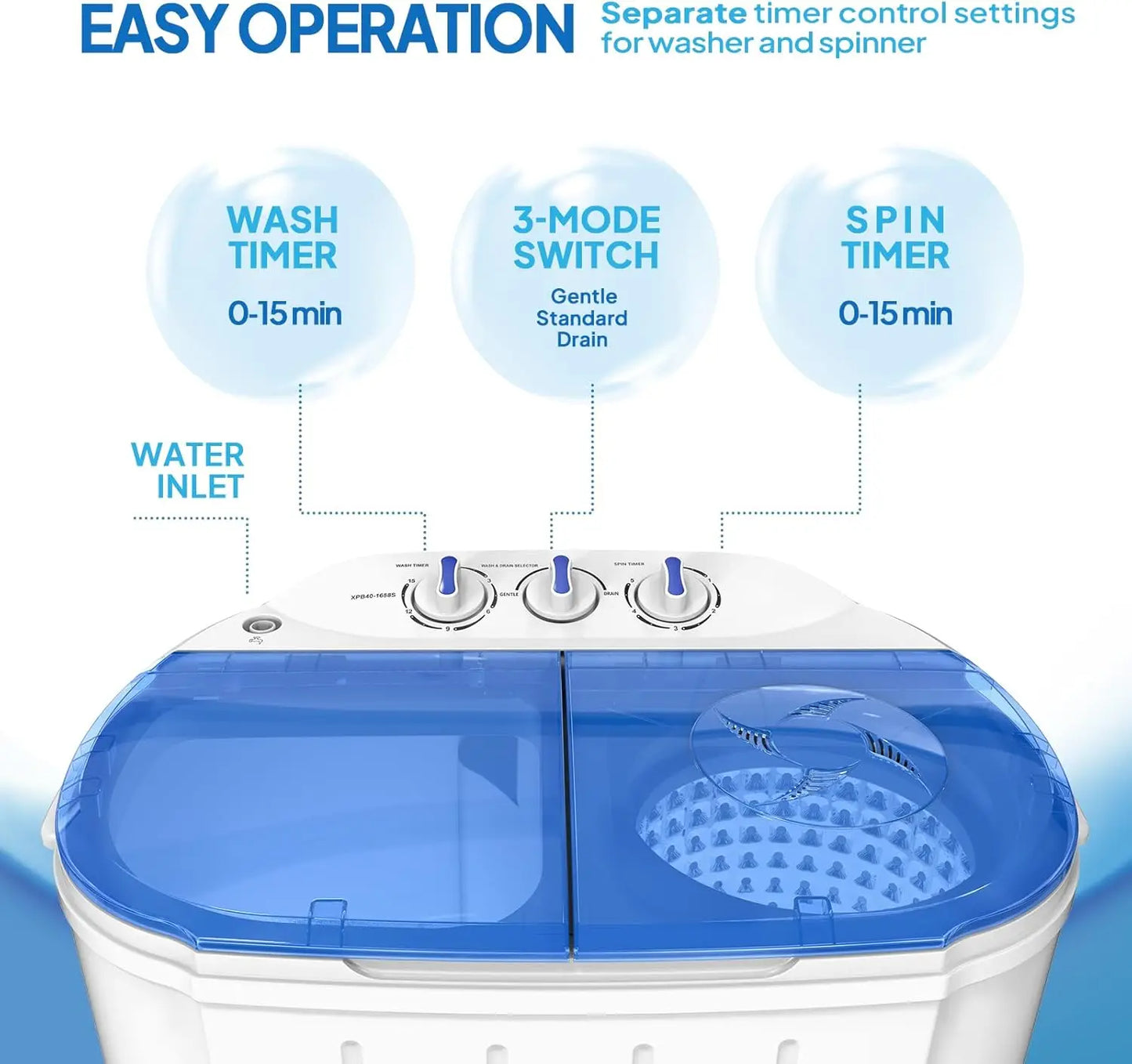 XMSJ Portable Electric Washing Machine Combo For Dorms And Travel