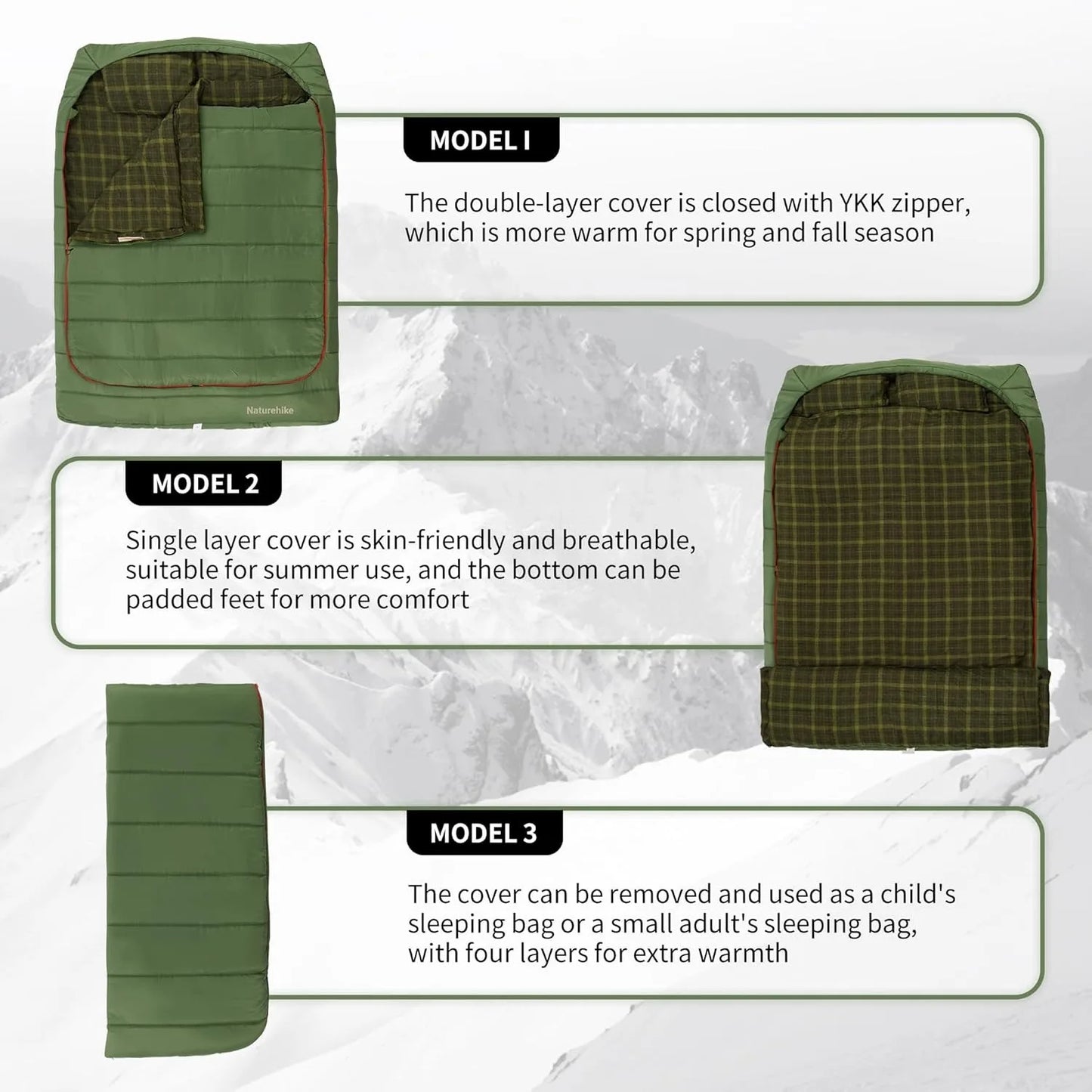 Naturehike Flannel Two Person Sleeping Bag With Pillows