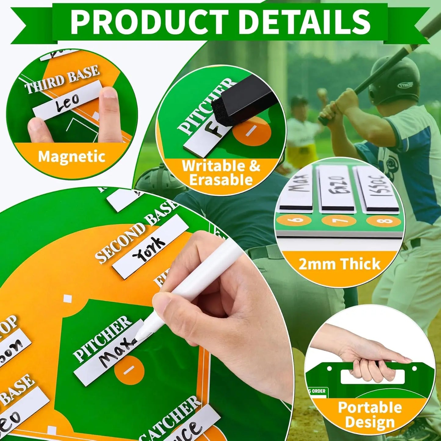 Hign-concerned Magnetic Baseball Lineup Board For Dugout