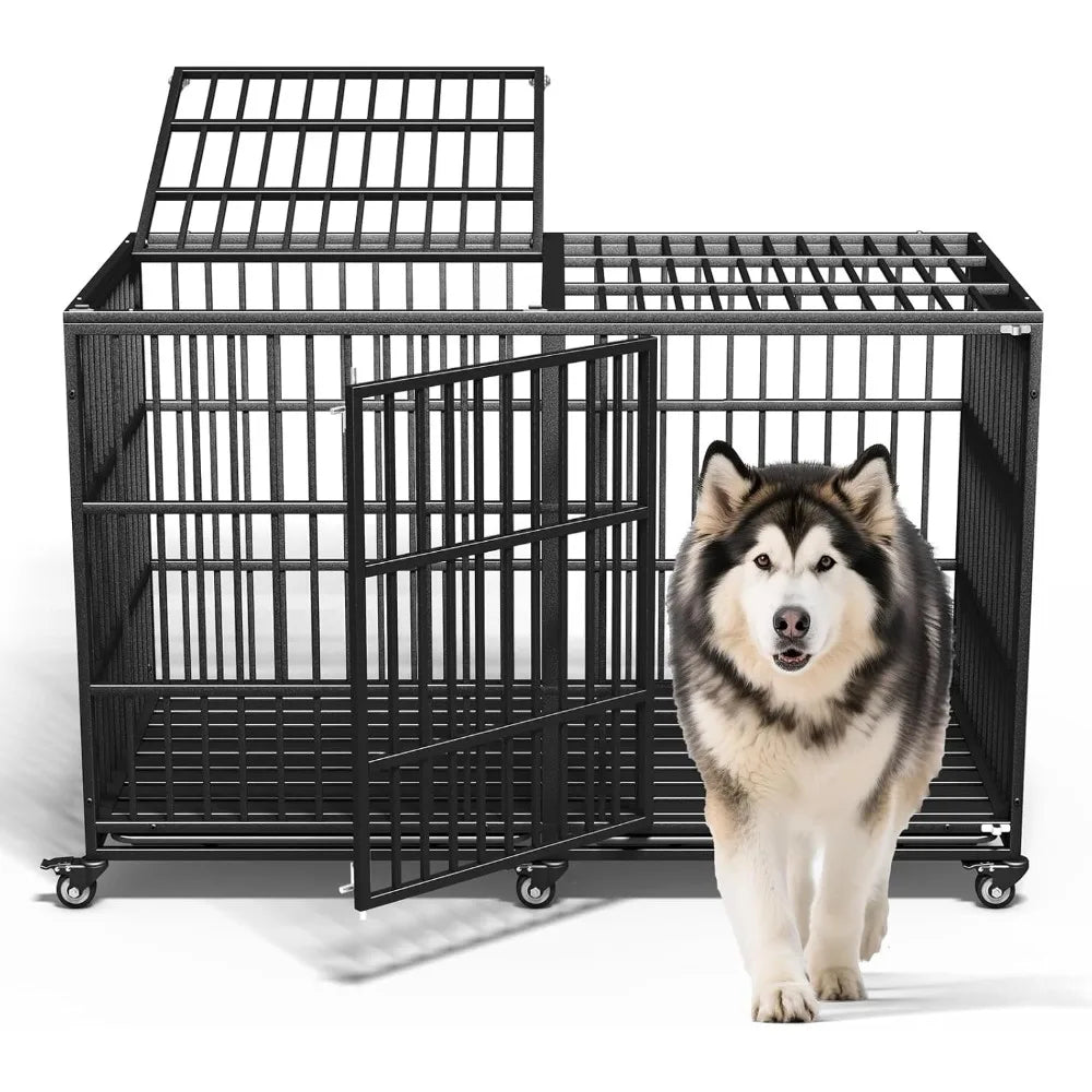 Indestructible Heavy Duty Dog Crate for Giant Breeds with Doors