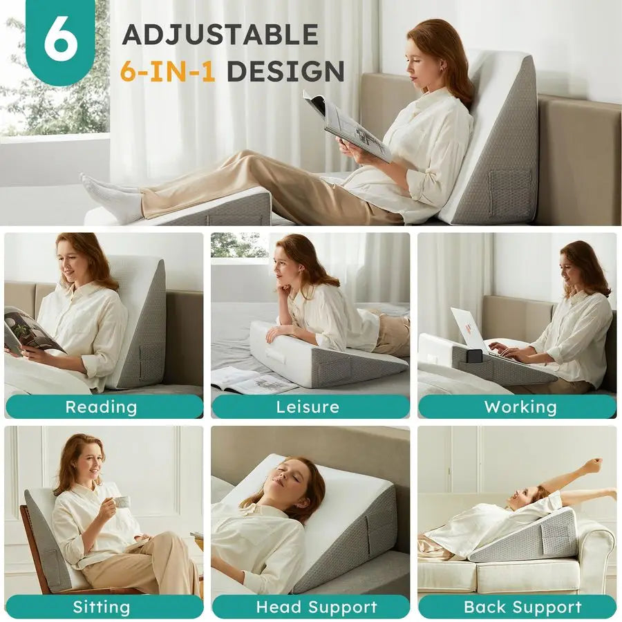 XMSJ Wedge Pillow for Sleep Support and Acid Reflux Relief