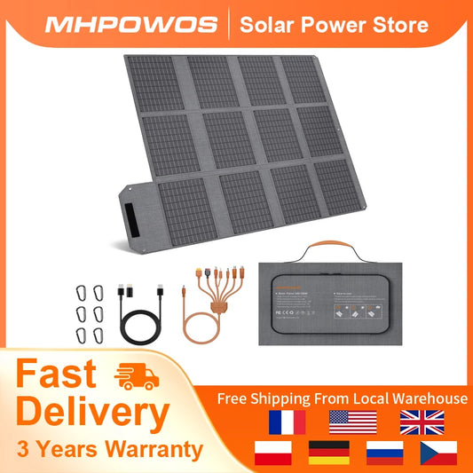 MHPOWOS 120W Foldable Solar Panel With USB C And 2 USB A Outputs