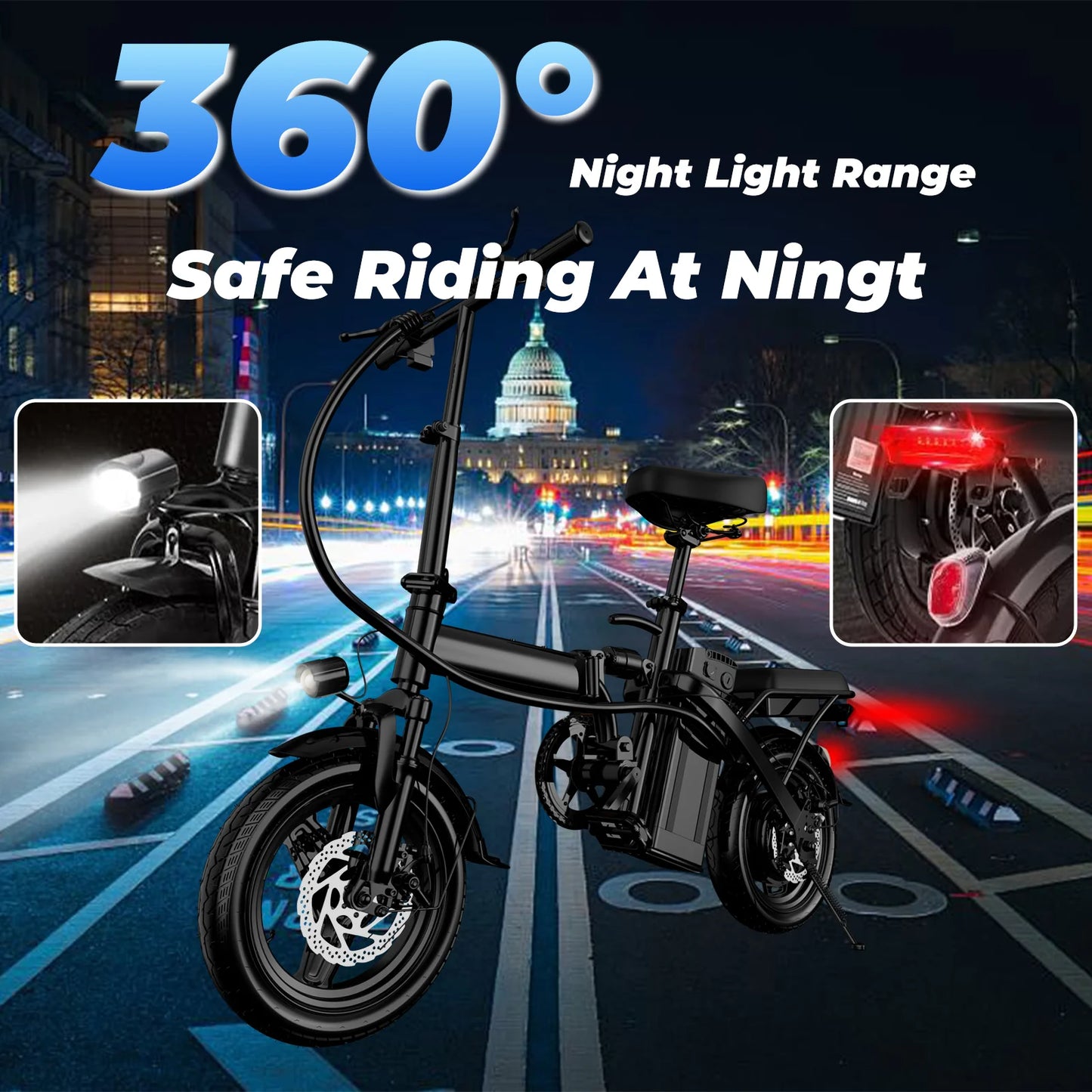 LELEKUAIC 500W Folding Electric Bike With Removable Battery