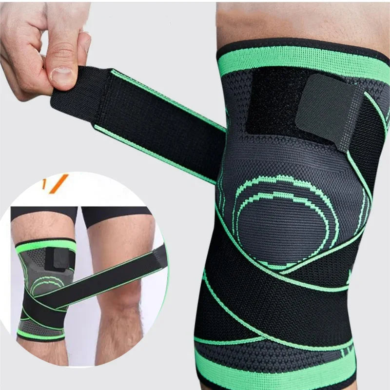 NEW 1PC Sports Kneepad Men Pressurized Elastic Knee Pads Support Fitness Running Gear Basketball Volleyball Brace Protector