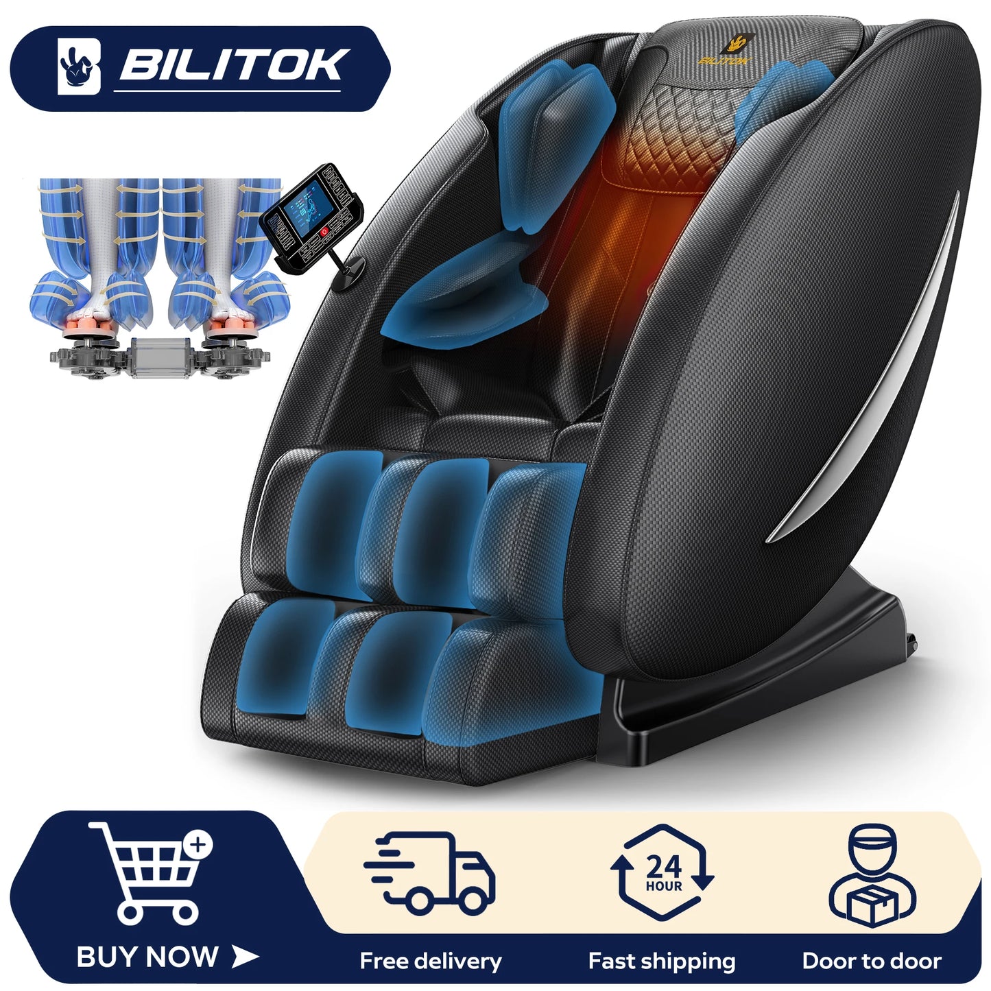 BILITOK Massage Chair Recliner With Zero Gravity Heating Bluetooth