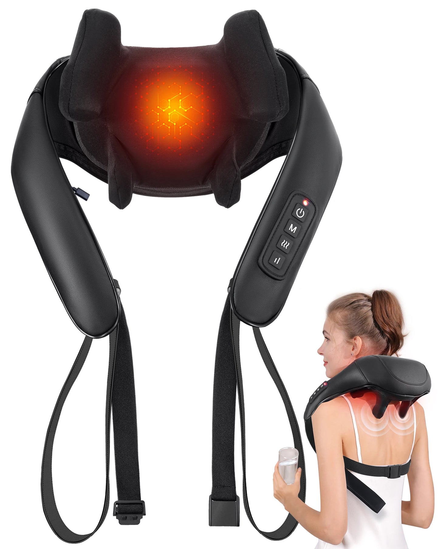 MASGREE Shiatsu Back Neck Massager With Heat And Cordless