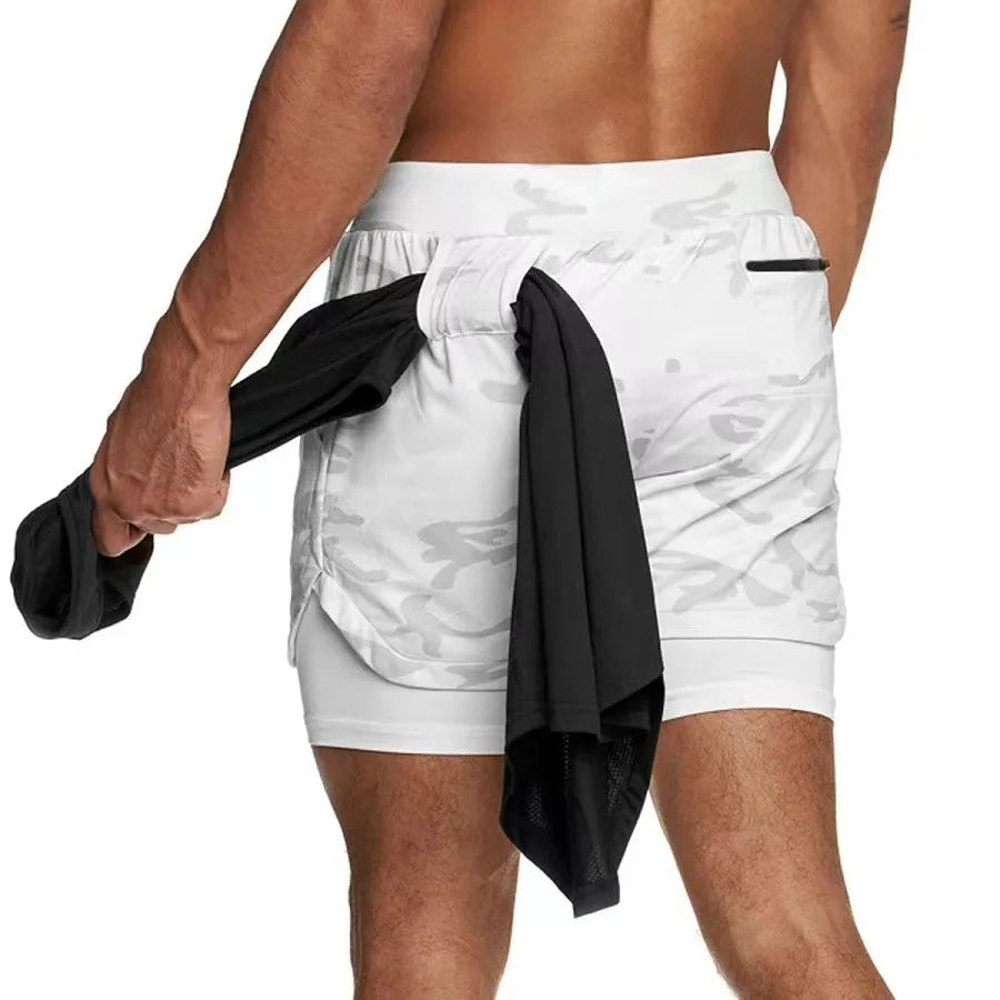 Men's Quick-Dry Running Shorts 2-In-1 Gym Fitness Workout