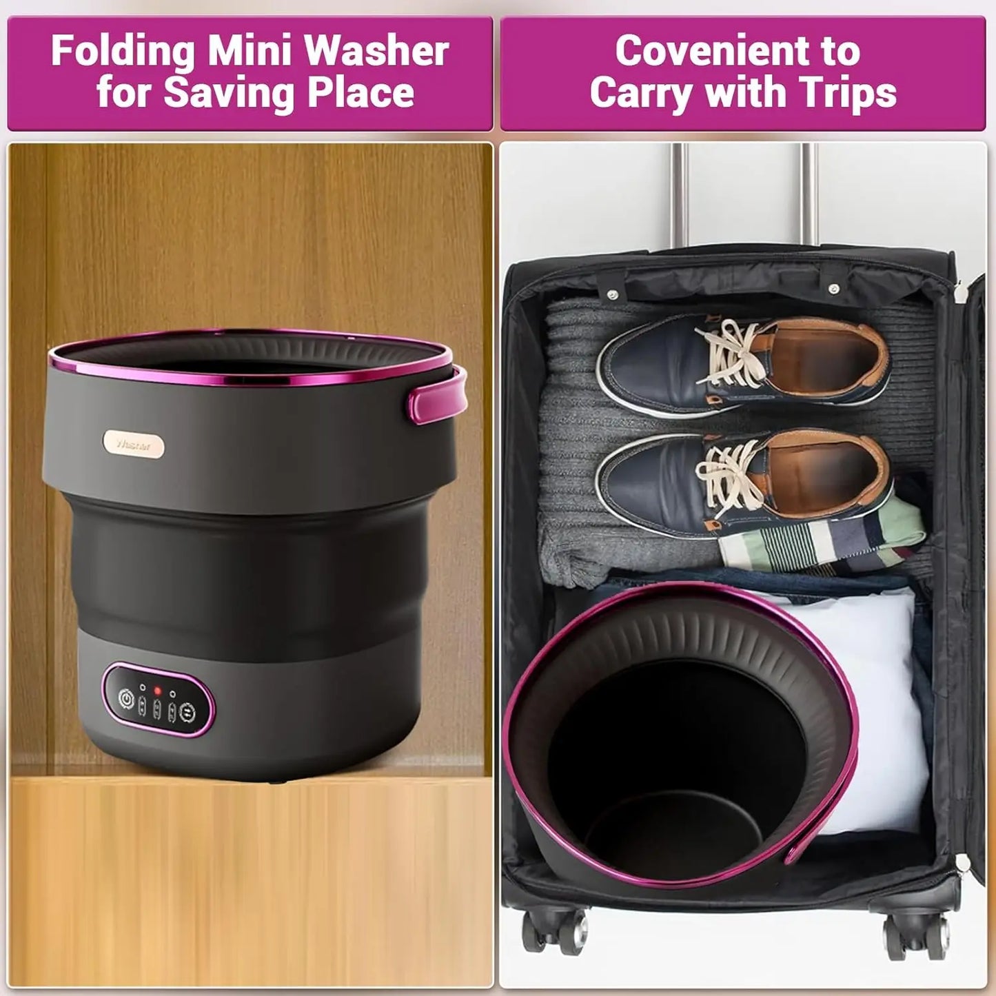Acekool Portable Foldable Washing Machine With Spin Basket