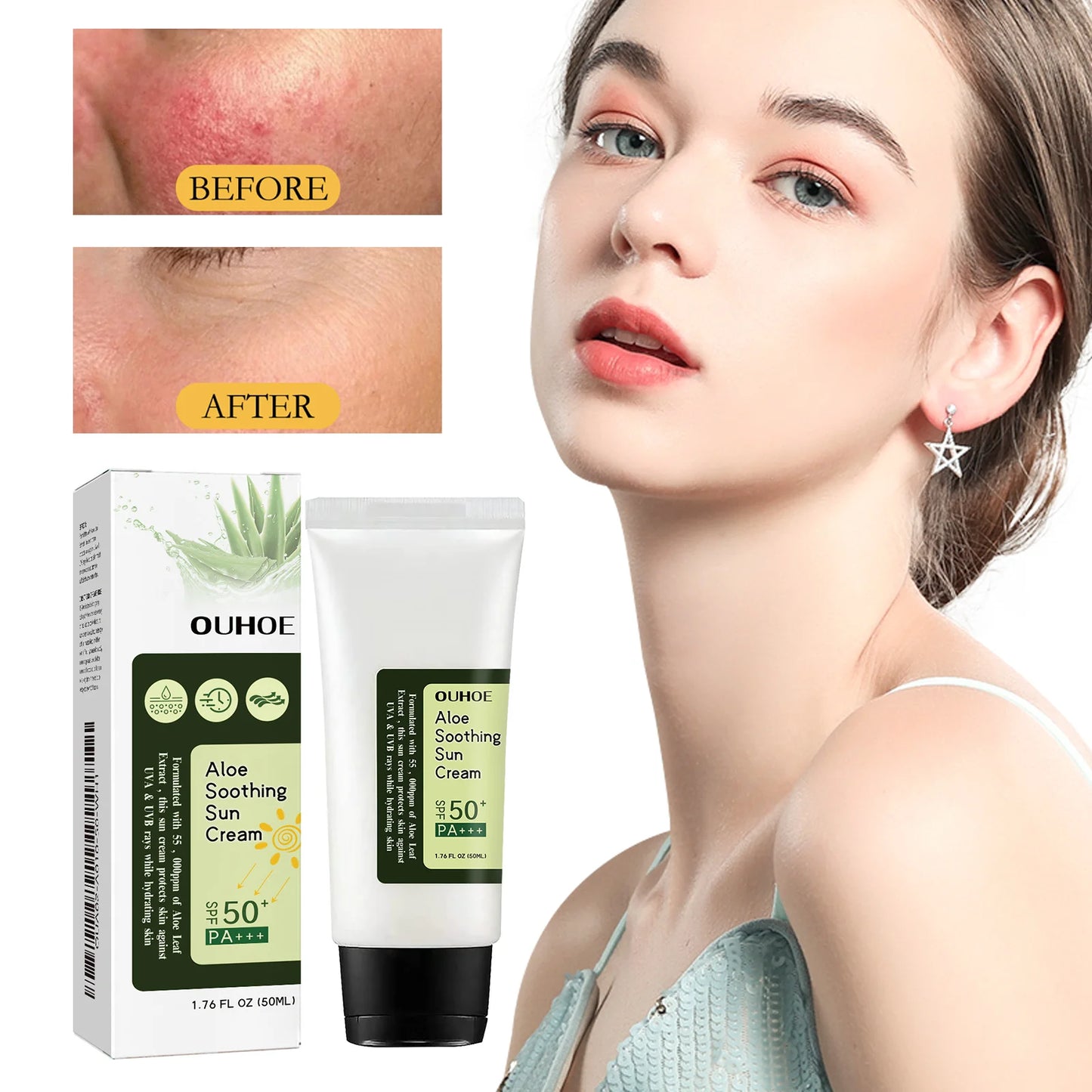 Ouhoe Aloe Vera Protective Cream SPF 50+ Sunscreen Daily