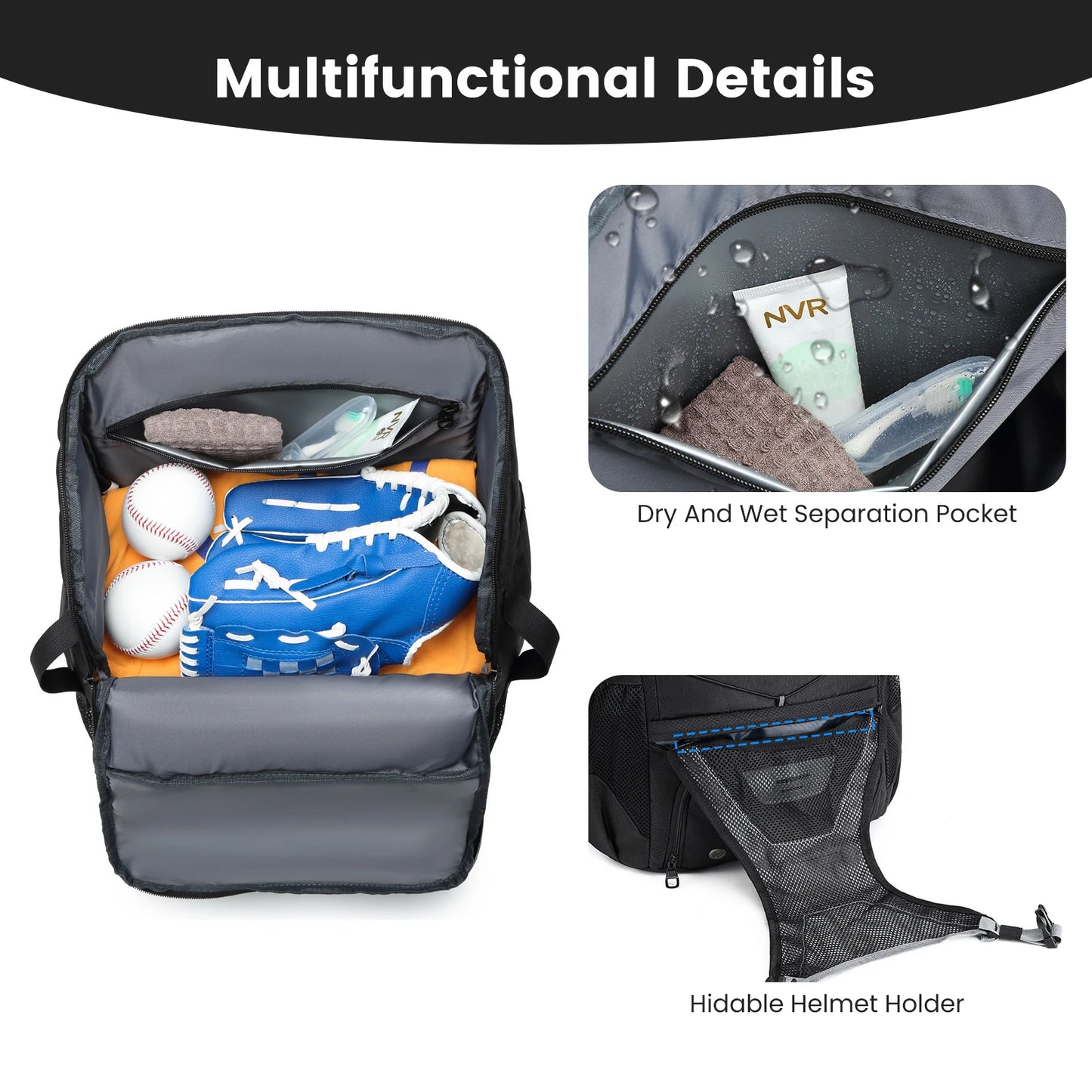 YH GSCN Baseball Backpack With Shoe Compartment Large Capacity