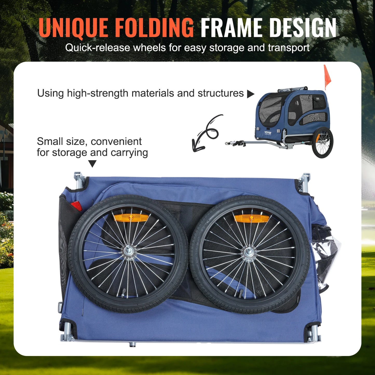 Pet Bicycle Trailer For Dogs With Coupler And Reflectors