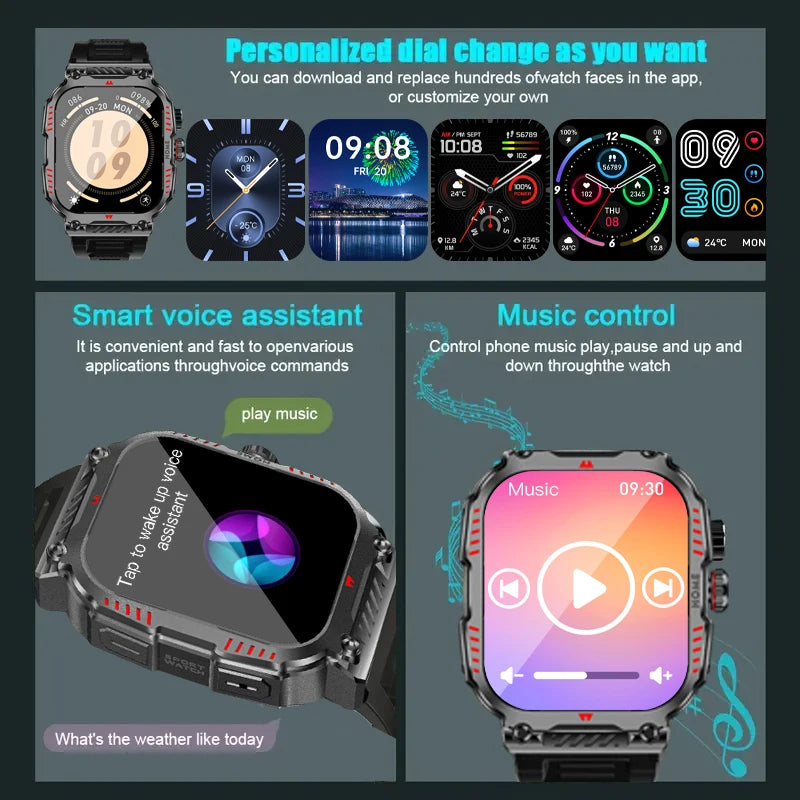 W&O X7 Plus Sports Smart Watch With LED Flashlight