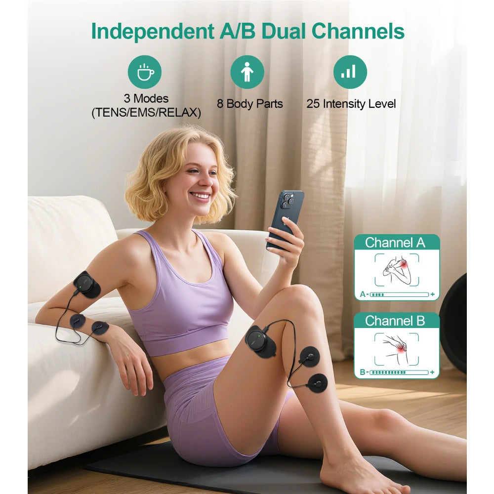 3-In-1 TENS EMS Wireless Dual Channel Muscle Stimulator