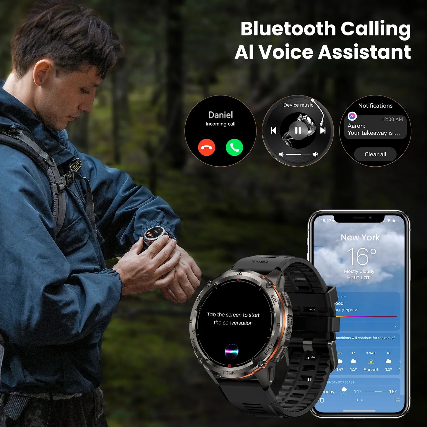 KOSPET Tank T3 Ultra 2 GPS Smartwatch IP69K Waterproof Bluetooth