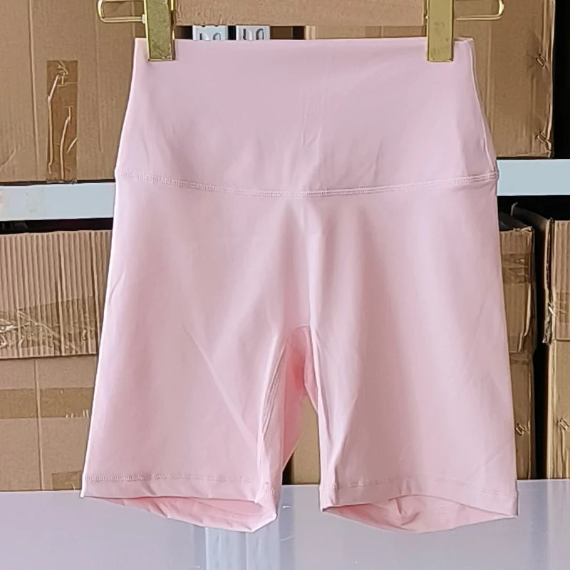 Nylon Elastane Women's Yoga Shorts High Waist Slim Fit