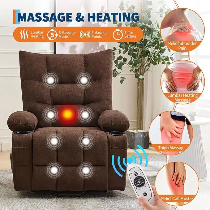 Power Lift Recliner Chair With Electric Massage And Heat