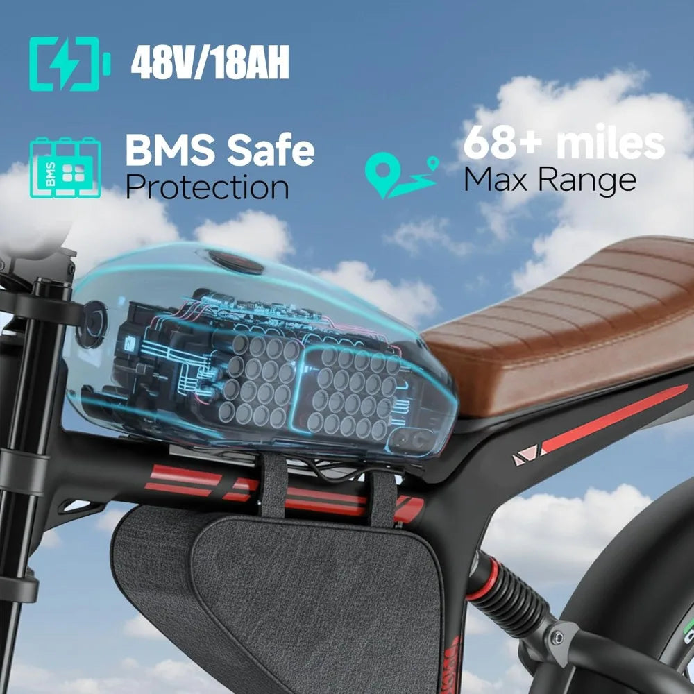 Electric Bike for Adults 1500W Moped Style Fat Tire Ebike