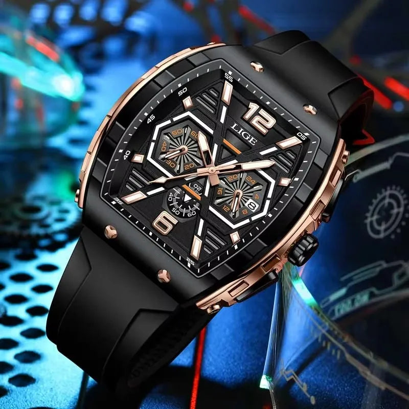 LIGE Men's Luxury Waterproof Quartz Wristwatch with Luminous Date