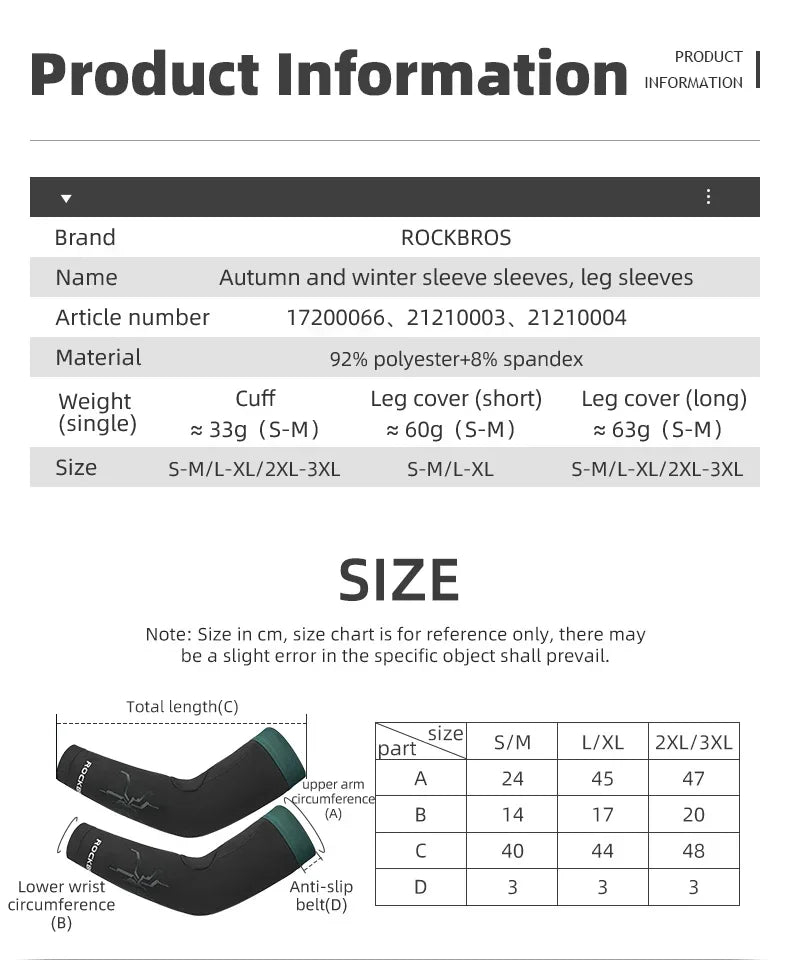 ROCKBROS Cycling Leg Sleeve Windproof Fleece Warmth