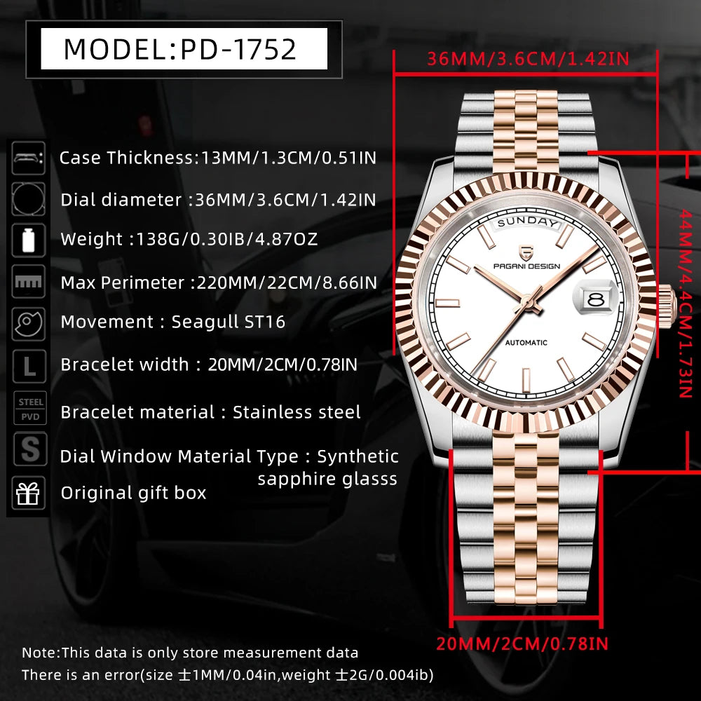PAGANI DESIGN Enamel Dial DD36 Men's Luxury Automatic Waterproof Watch