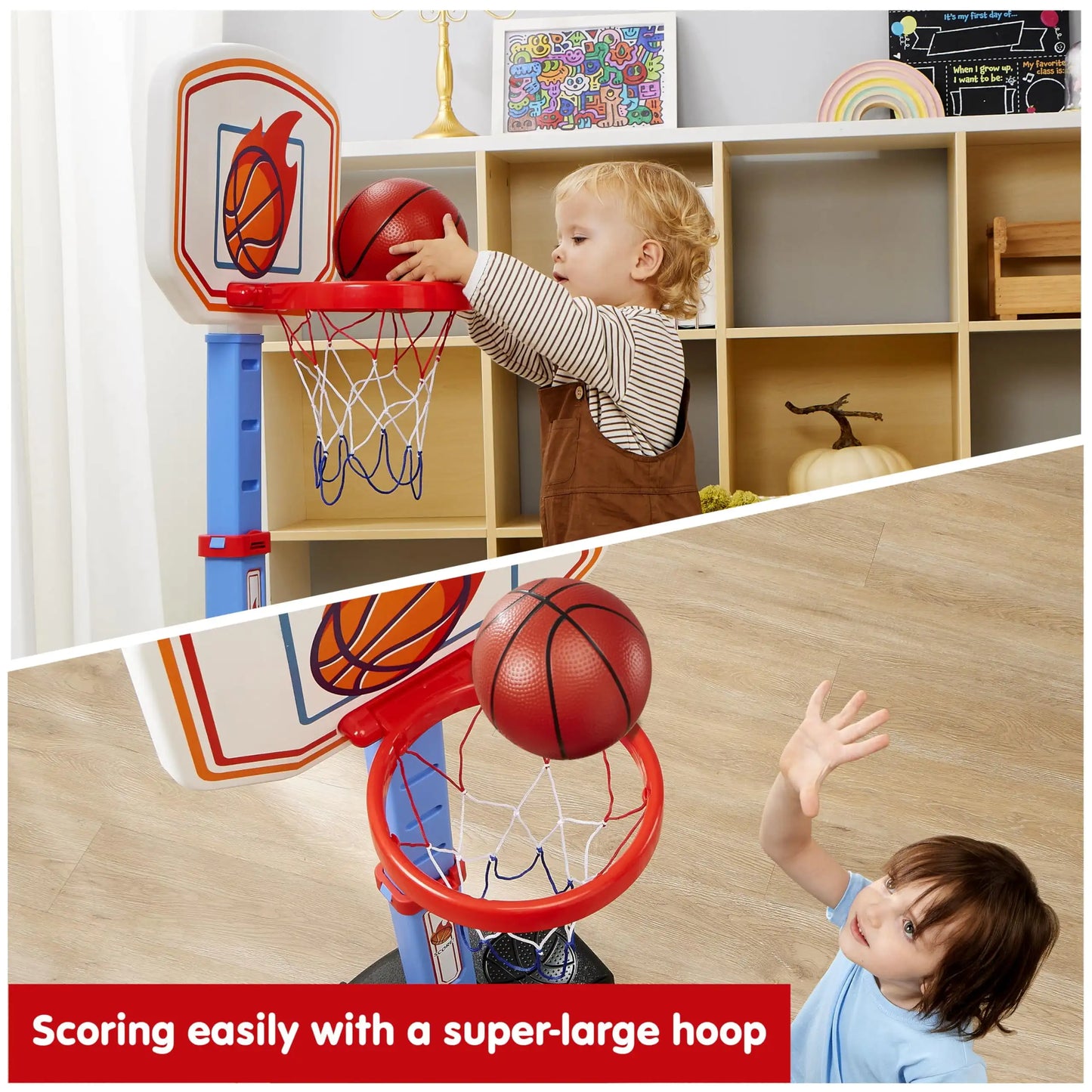 Joyfy Toddler Indoor Basketball Hoop Set With 4 Balls