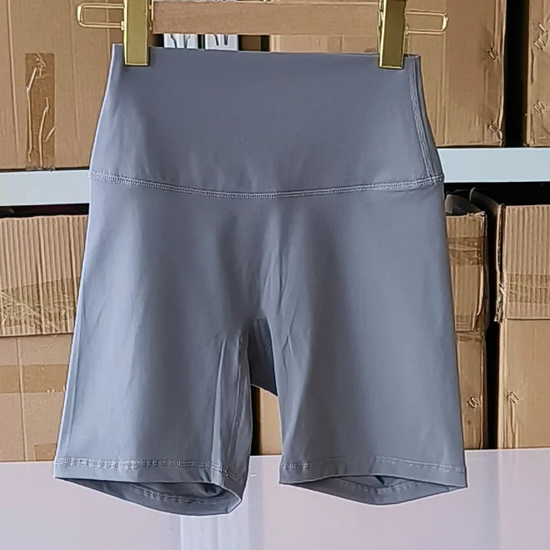 Nylon Elastane Women's Yoga Shorts High Waist Slim Fit