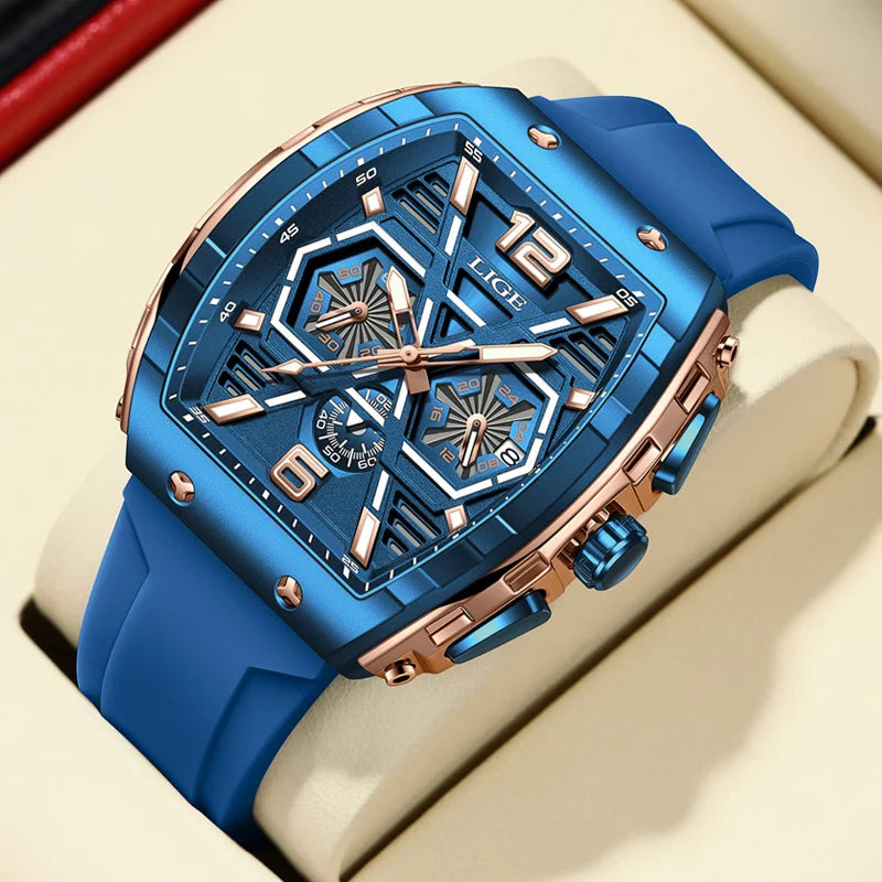 LIGE Men's Luxury Waterproof Quartz Wristwatch with Luminous Date