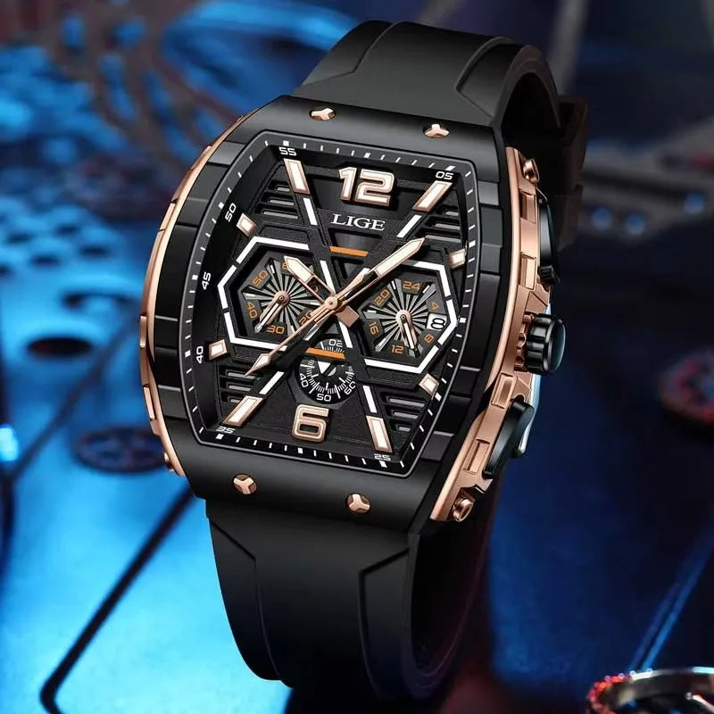 LIGE Men's Luxury Waterproof Quartz Wristwatch with Luminous Date