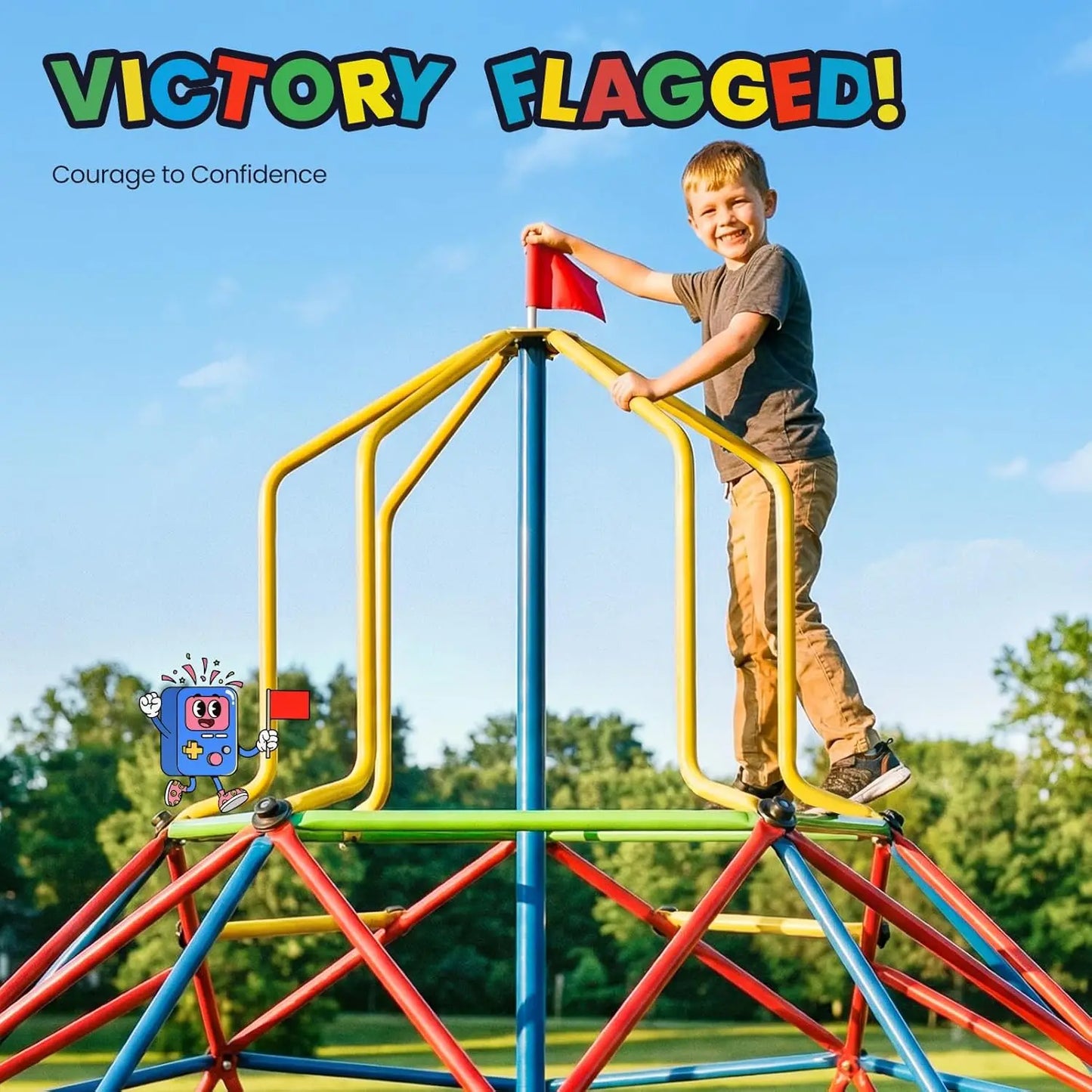Outdoor Climbing Dome With Tower Geometric Climber For Kids
