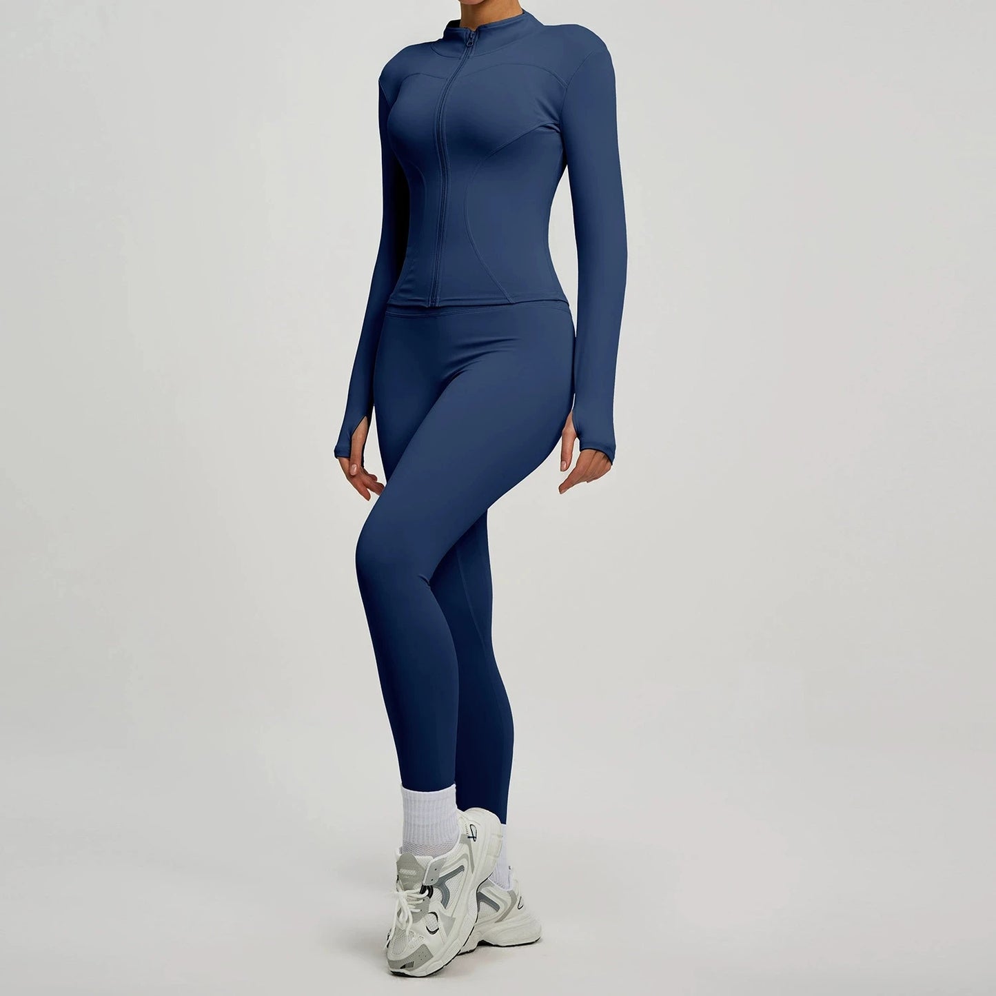 Women Long Sleeve Jacket And Leggings Yoga Set Tracksuit Workout