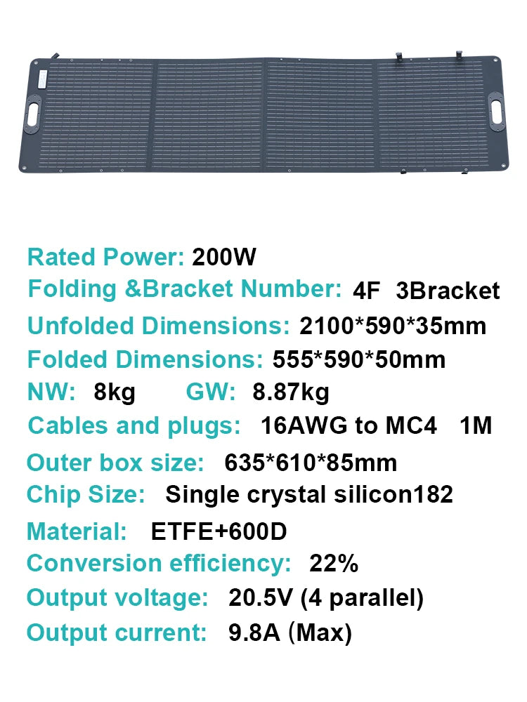 Ctolity 100W 200W Solar Panel For Camping ETFE Flexible Foldable Solar Generator Portable kit panel solar 12V-18V Waterproof