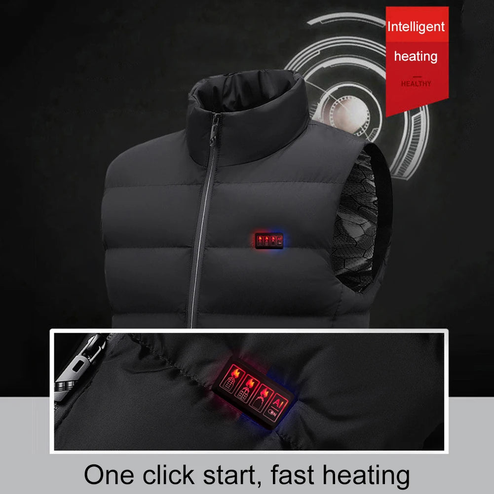 Unisex Heated Waistcoats Lightweight Electric Heating Gilet 23 Heating Zone USB Charging for Outdoor Camping Hiking