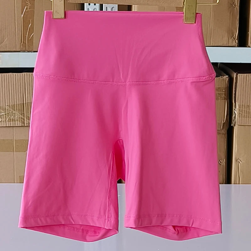 Nylon Elastane Women's Yoga Shorts High Waist Slim Fit