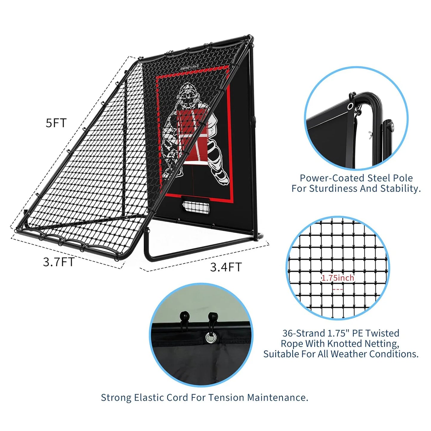 HiMISS Baseball Pitching and Rebounder Net 2-in-1 Trainer