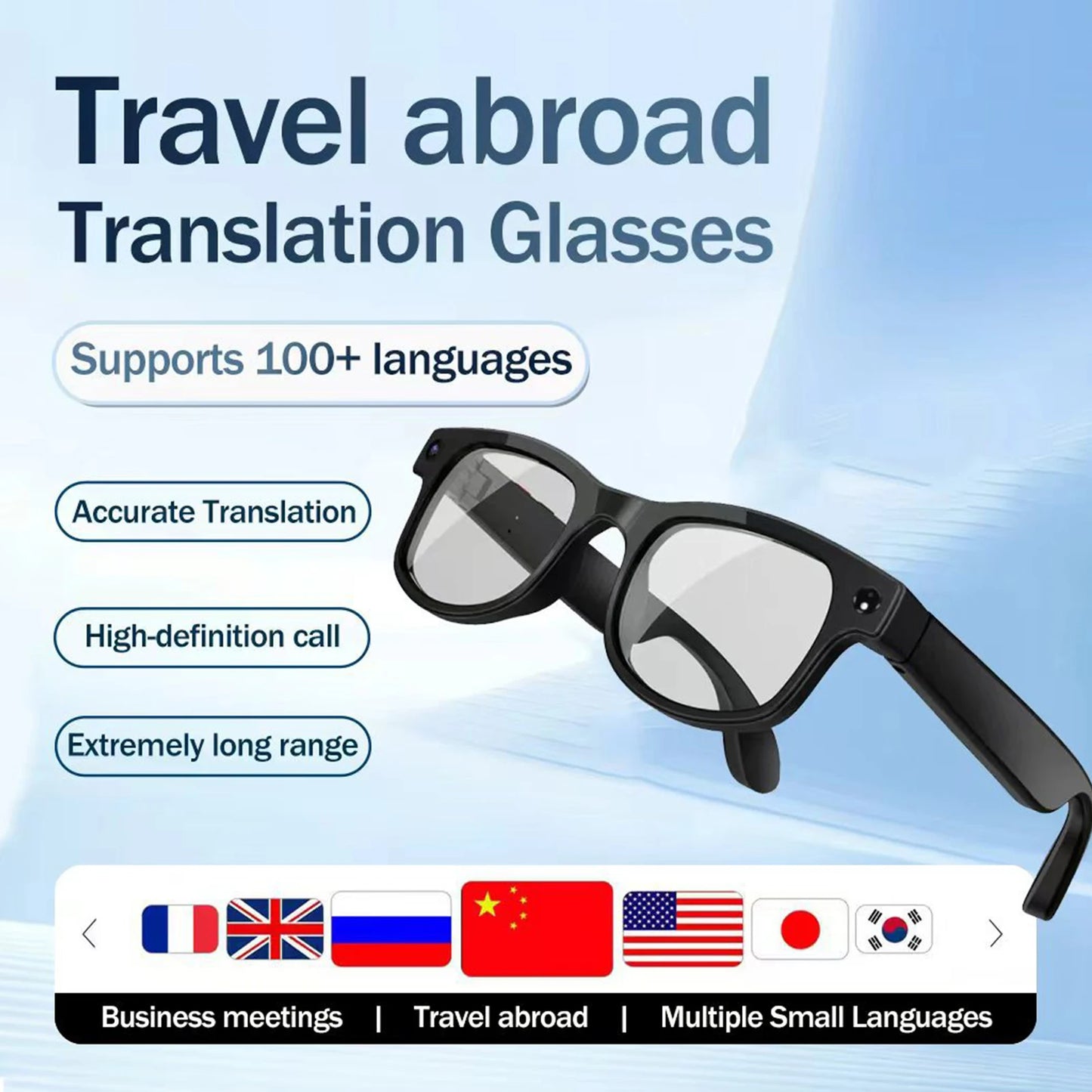 Smart Translation Glasses AI Translator With 8MP Camera