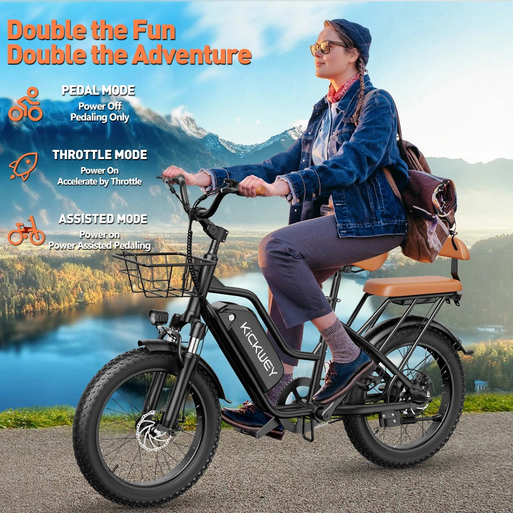 Kickwey LD20 Electric Mountain Bike 1500W Peak Removable Battery 48V