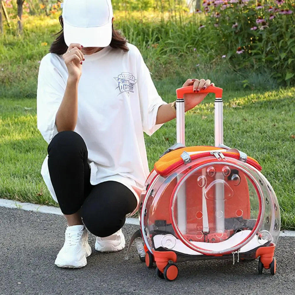 Pet Trolley Case With Ventilation Holes Portable Carrier For Cats