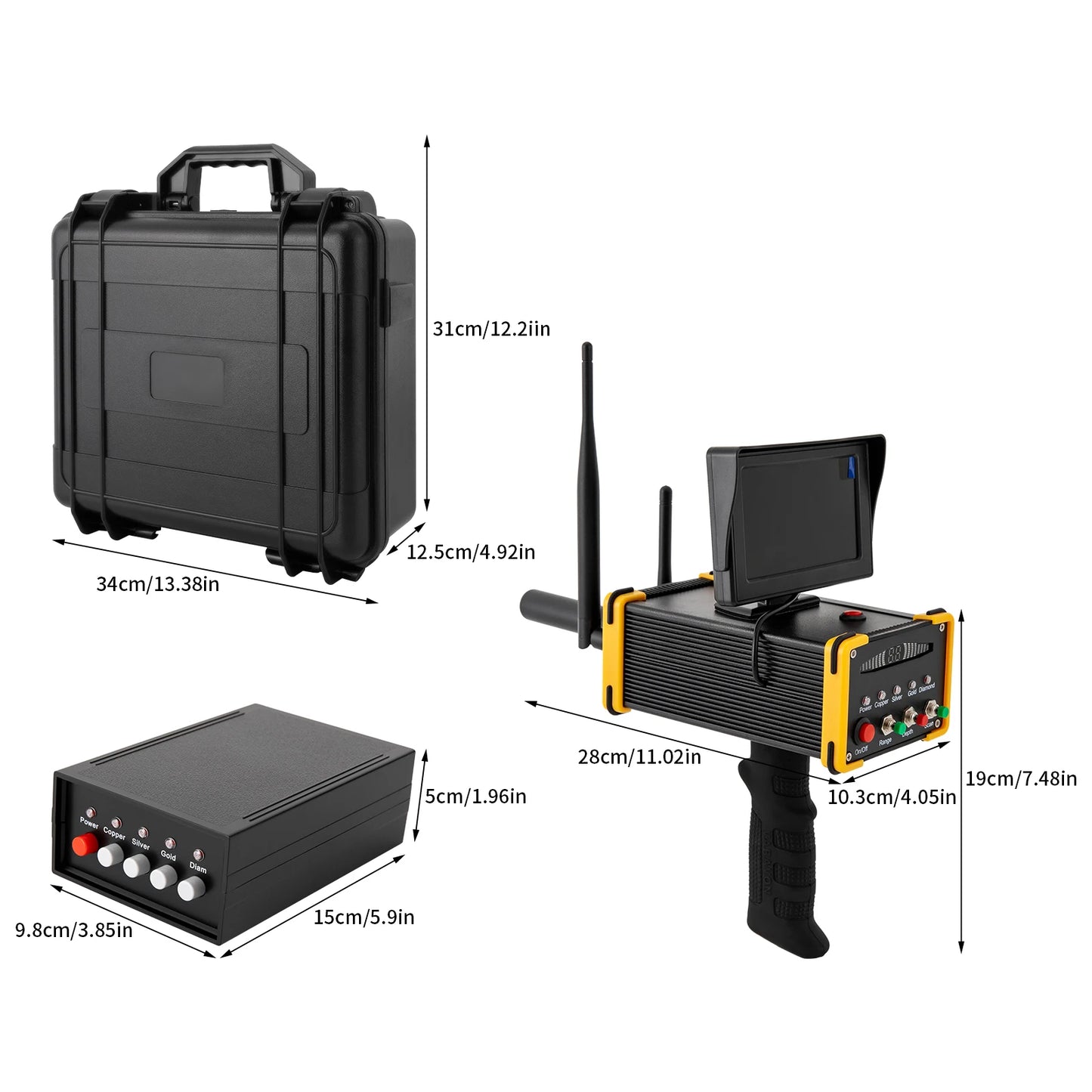 Long Distance Metal Detector With LCD Screen Cordless Gold Silver