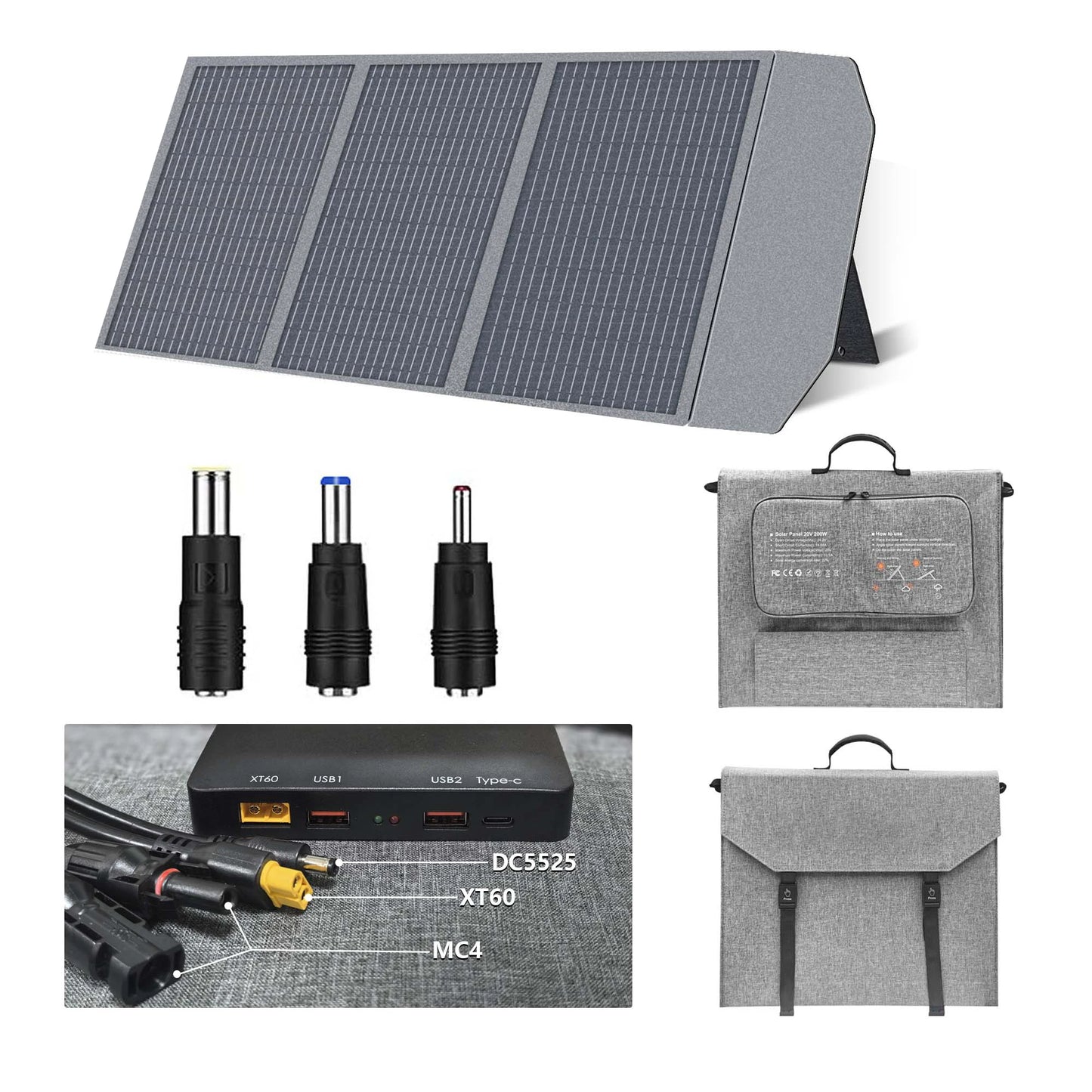 Ctolity Foldable Solar Panel, 400W / 200W / 100W / 54W Solar Generator with PD Box Charger, XT60 USB Port,Camping Outdoor Energy