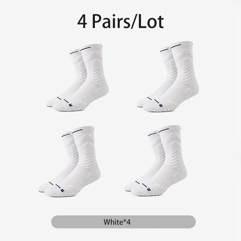 MOMMIELIFECN Basketball Socks For Men Mid-Tube 4 Pairs