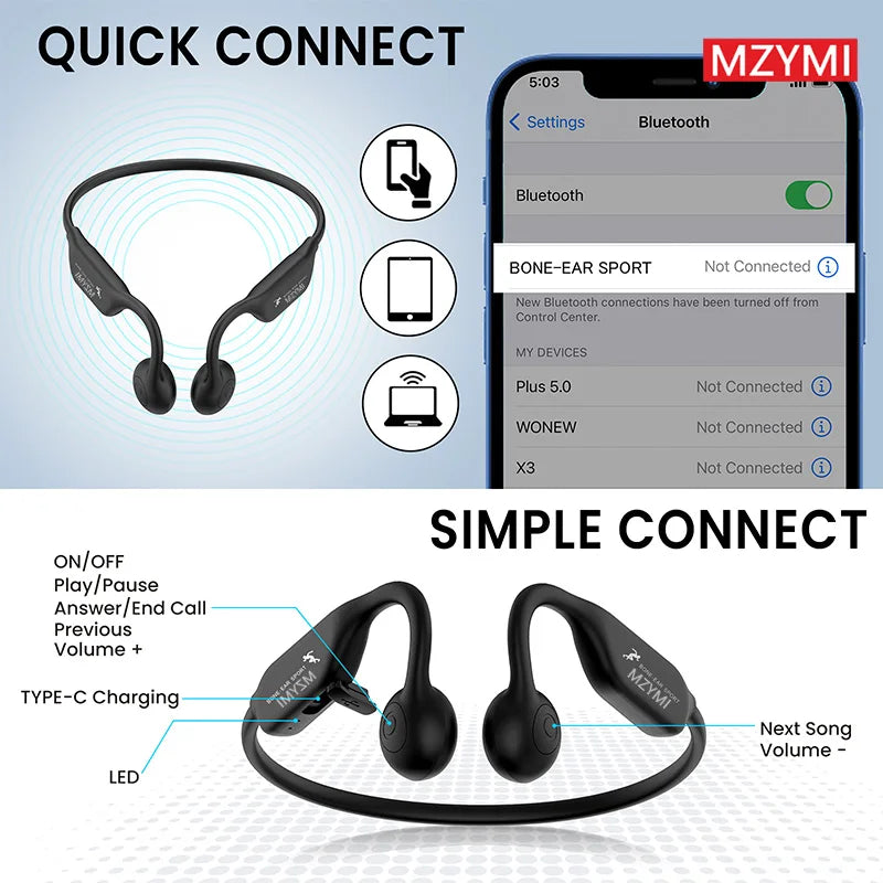 INMAS MZYMI A18 Bone Conduction Neckband Earphones With Mic