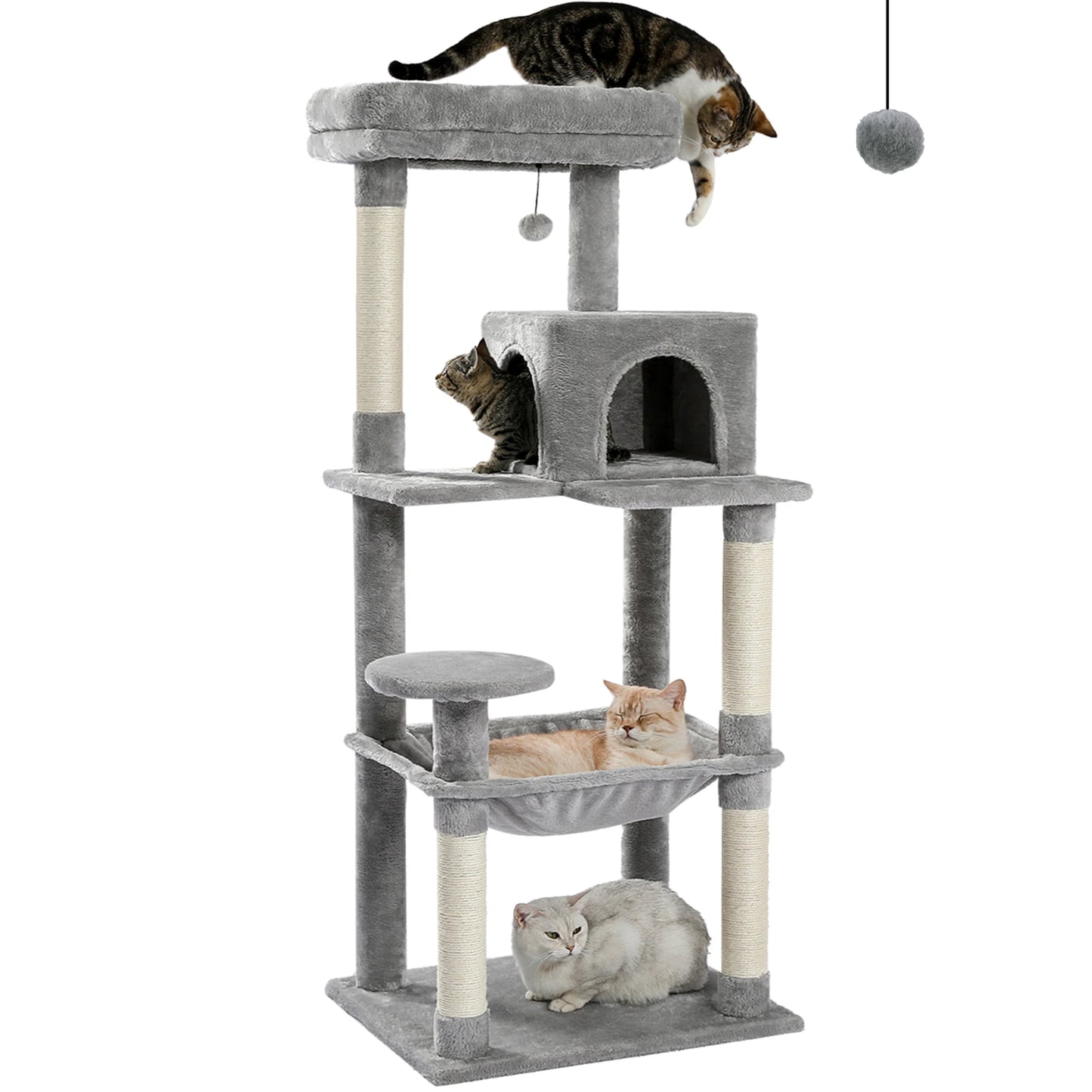 PAWZ Road 5 Level Indoor Cat Tree With Large Hammock And Scratching Posts