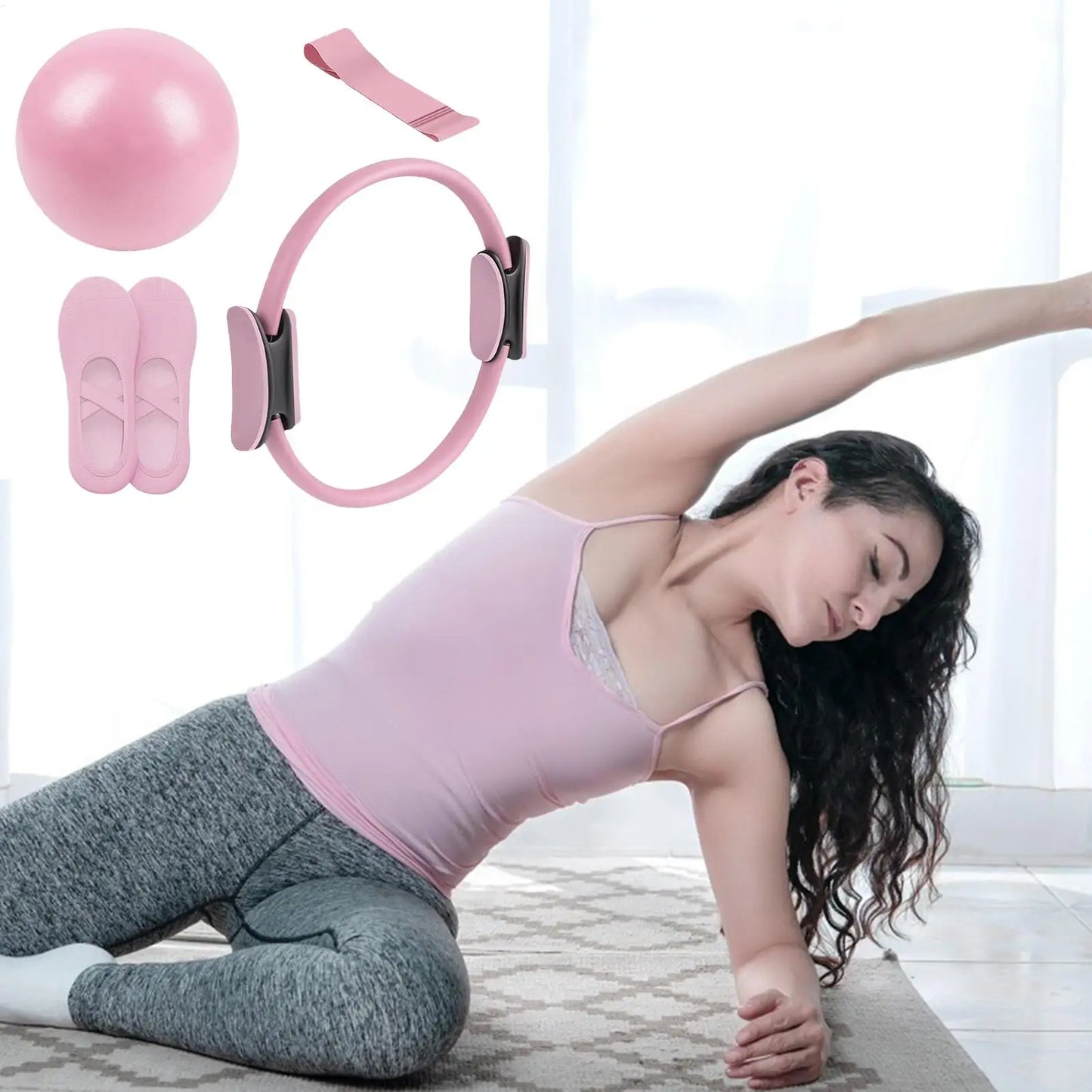 Pilates Ball And Ring Set For Core Fitness