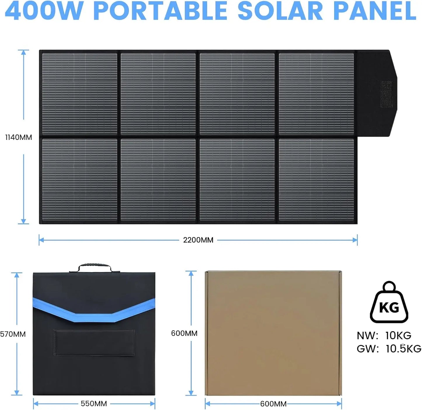 Ctolity 400W 200W 100W 54W 36W 21W Portable Solar Panel, kit solar generator, Foldable camping equipment, 18V MPPT Control