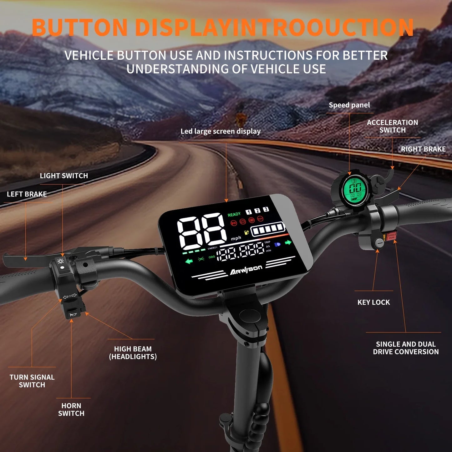 Arwibon 5600W Dual Motor Electric Scooter With Off Road Capabilities