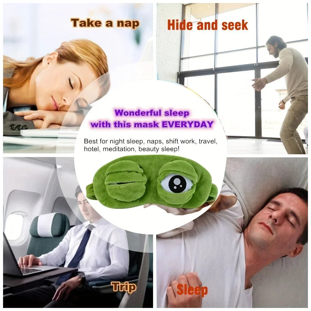 3D Frog Sleep Mask Soft Eyeshade For Travel Comfort