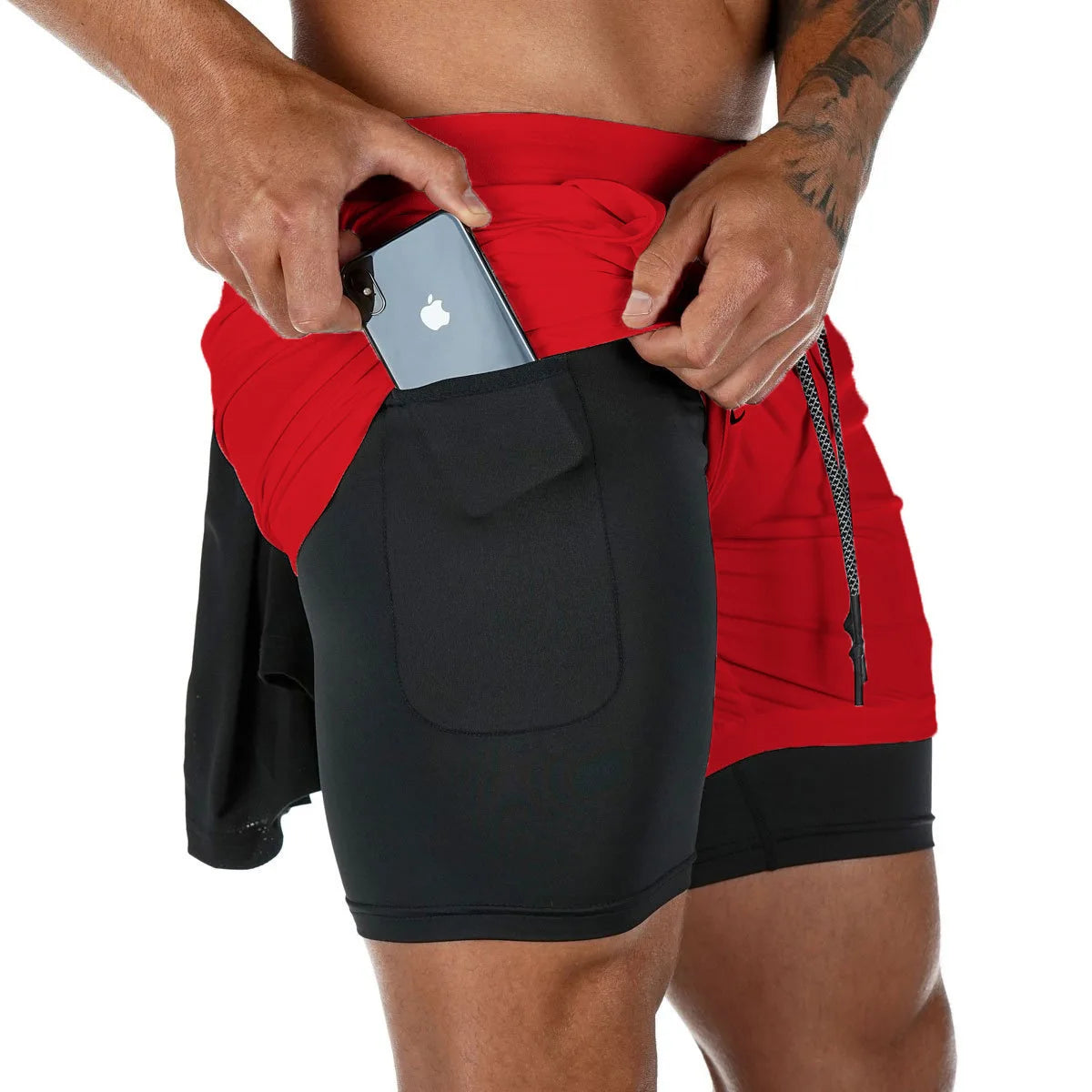 Men's Quick-Dry Running Shorts 2-In-1 Gym Fitness Workout